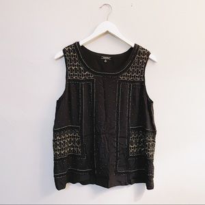 LUCKY brand beaded black sleeveless blouse